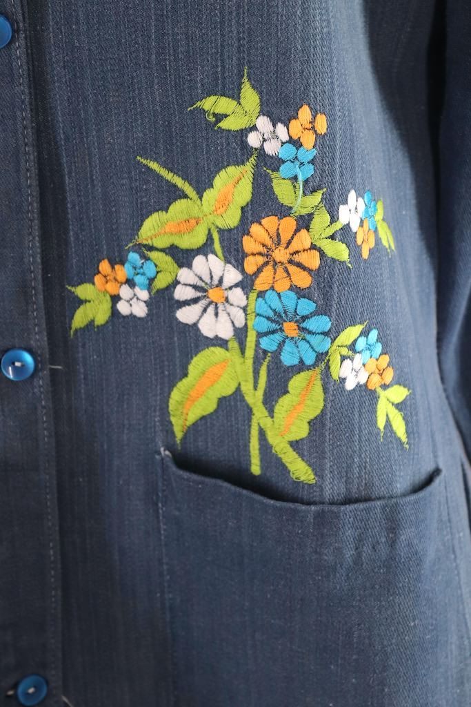 Vintage 70s Embroidered Denim Shirt-ThisBlueBird - Modern Vintage