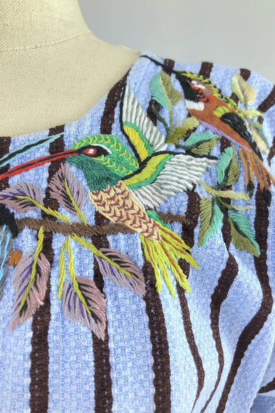 Vintage Embroidered Hummingbirds Tunic-ThisBlueBird - Modern Vintage