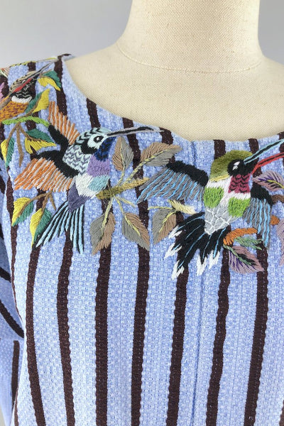 Vintage Embroidered Hummingbirds Tunic-ThisBlueBird - Modern Vintage