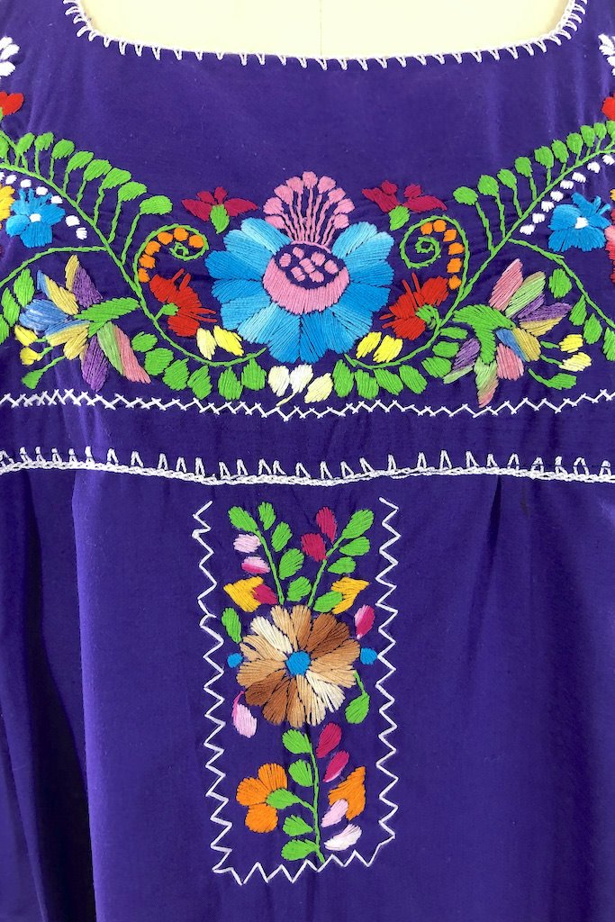 modern traditional mexican dress Vintage Embroidered Mexican Dress