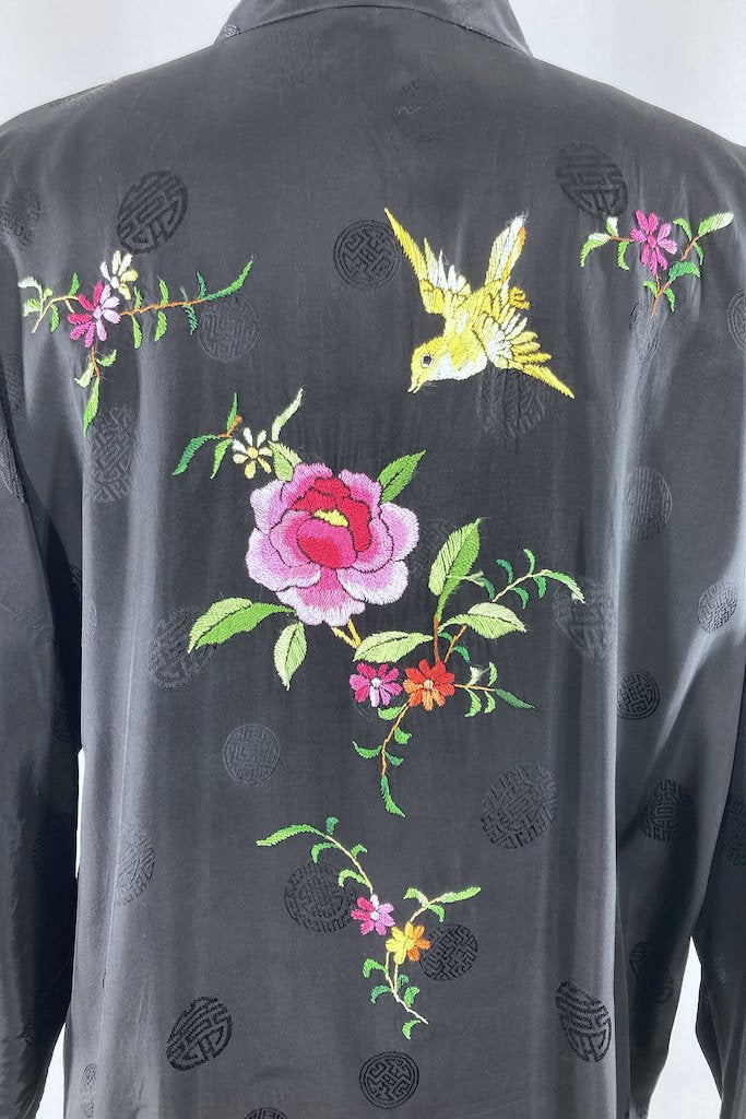 Vintage Embroidered Short Kimono Robe-ThisBlueBird - Modern Vintage