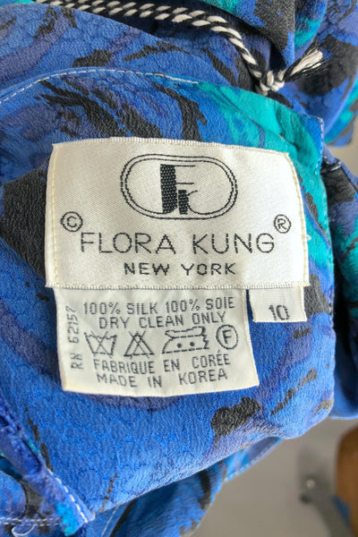 Vintage Flora Kung Blue Silk Blouse-ThisBlueBird