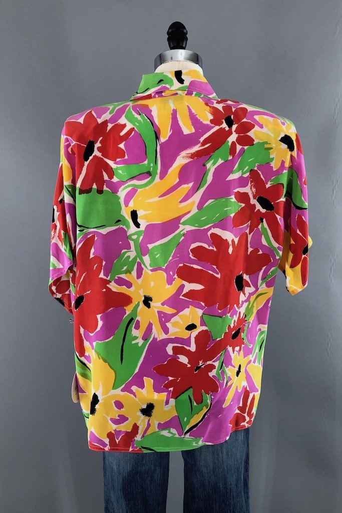 Vintage Flora Kung Silk Blouse-ThisBlueBird - Modern Vintage