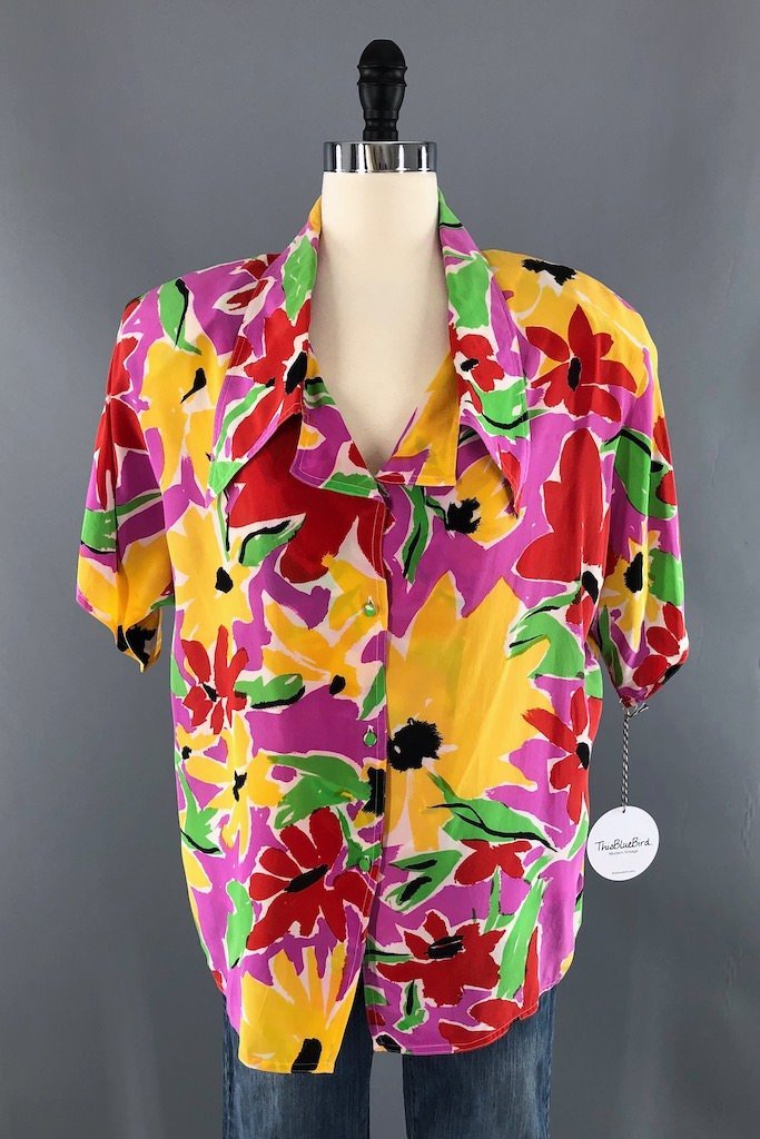 Vintage Flora Kung Silk Blouse-ThisBlueBird - Modern Vintage