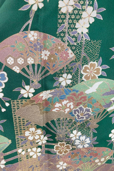 Vintage Forest Green Floral Kimono Robe-ThisBlueBird