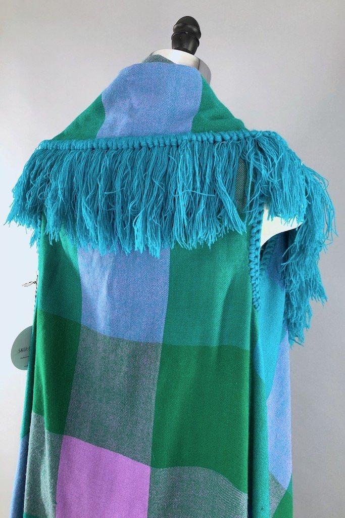 Vintage Fringed Aqua Cardigan Vest-ThisBlueBird - Modern Vintage