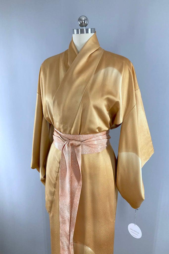 Vintage Gold Ombre Silk Kimono Robe-ThisBlueBird