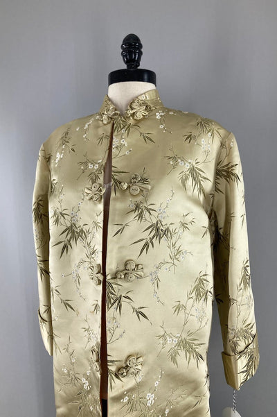 Vintage Gold Satin Brocade Jacket-ThisBlueBird