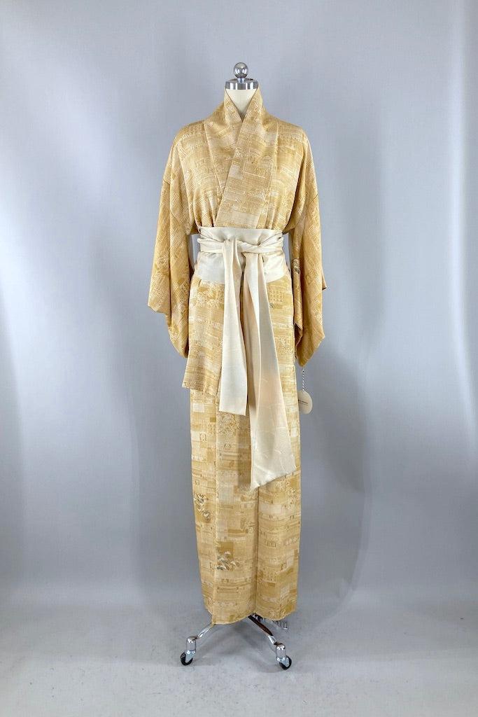 Vintage Golden Trees Silk Kimono-ThisBlueBird