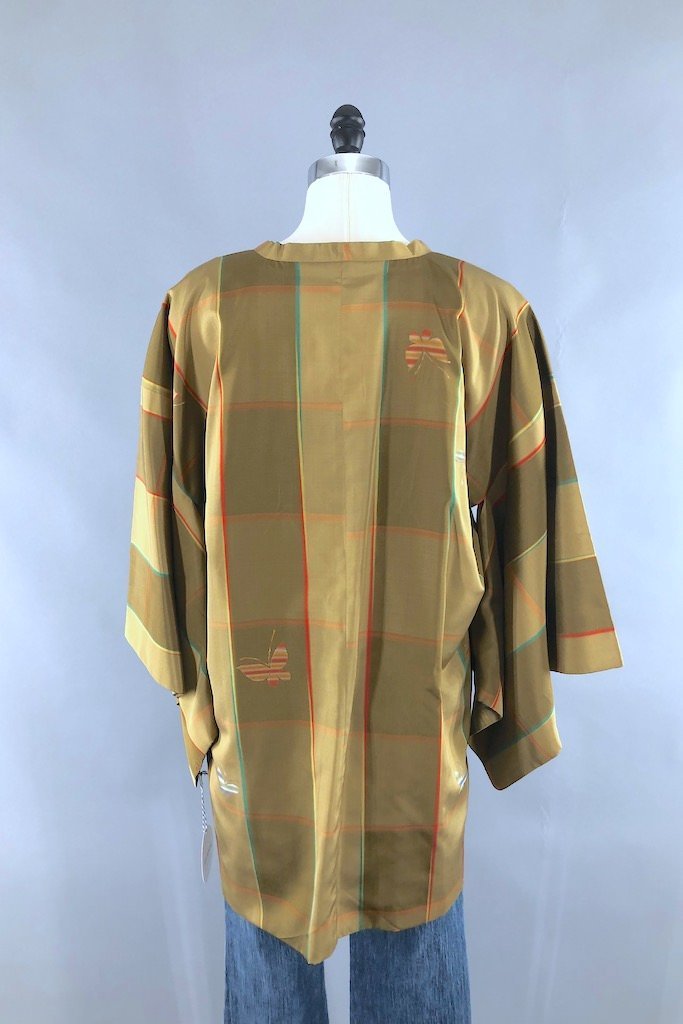 Vintage Green Butterfly Silk Kimono Cardigan-ThisBlueBird - Modern Vintage