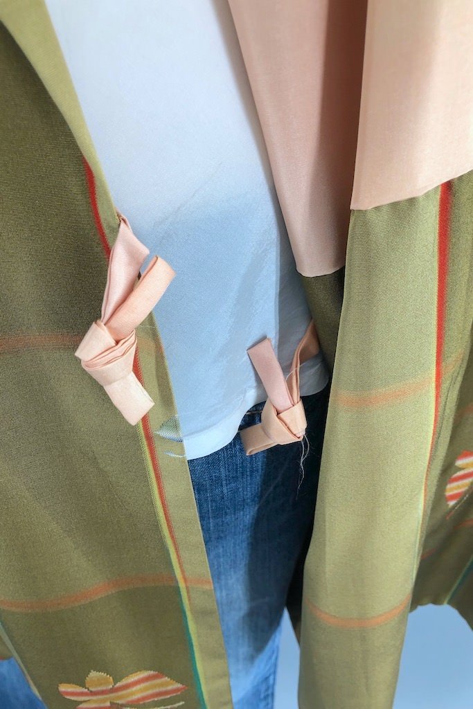 Vintage Green Butterfly Silk Kimono Cardigan-ThisBlueBird - Modern Vintage