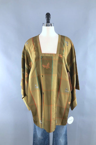 Vintage Green Butterfly Silk Kimono Cardigan-ThisBlueBird - Modern Vintage