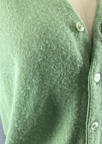 Vintage 1960s Green Cardigan Sweater / Crown Sportswear - ThisBlueBird