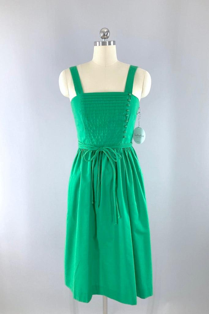 Vintage Green Cotton Sundress-ThisBlueBird
