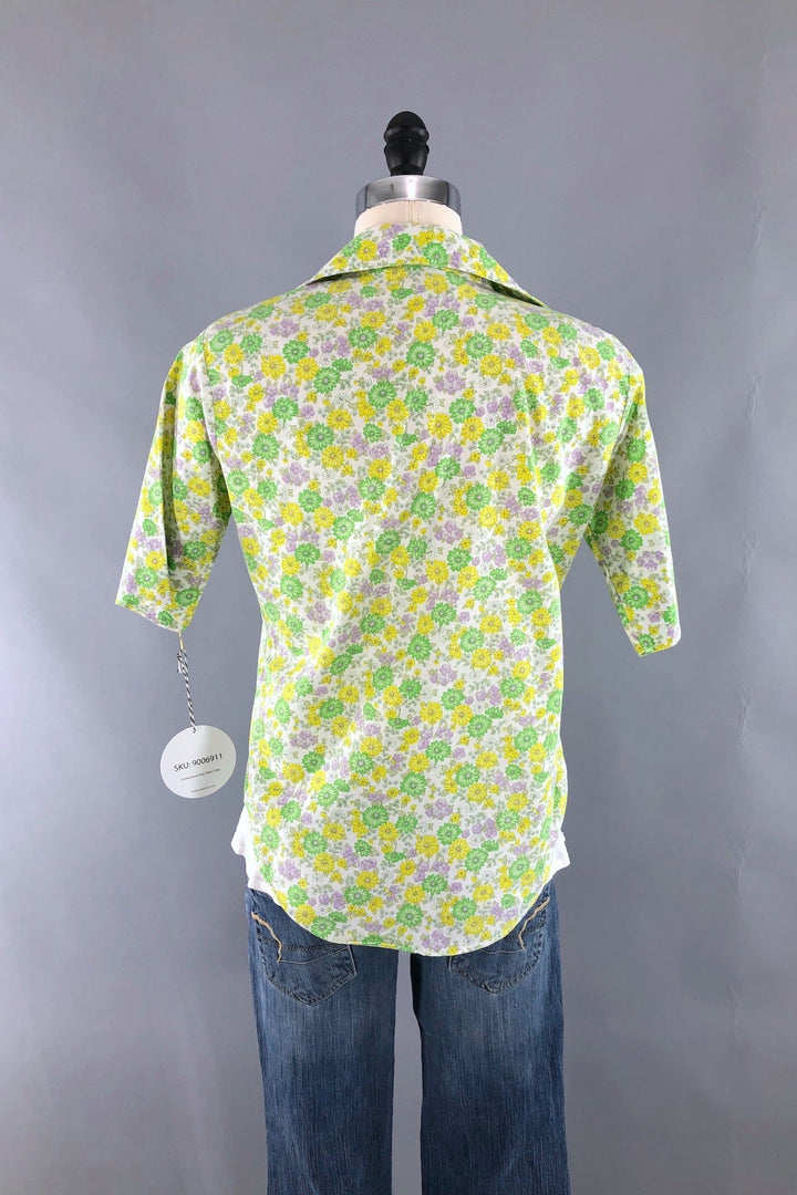 Vintage Green Floral Blouse-ThisBlueBird - Modern Vintage