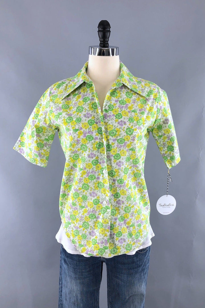 Vintage Green Floral Blouse-ThisBlueBird - Modern Vintage