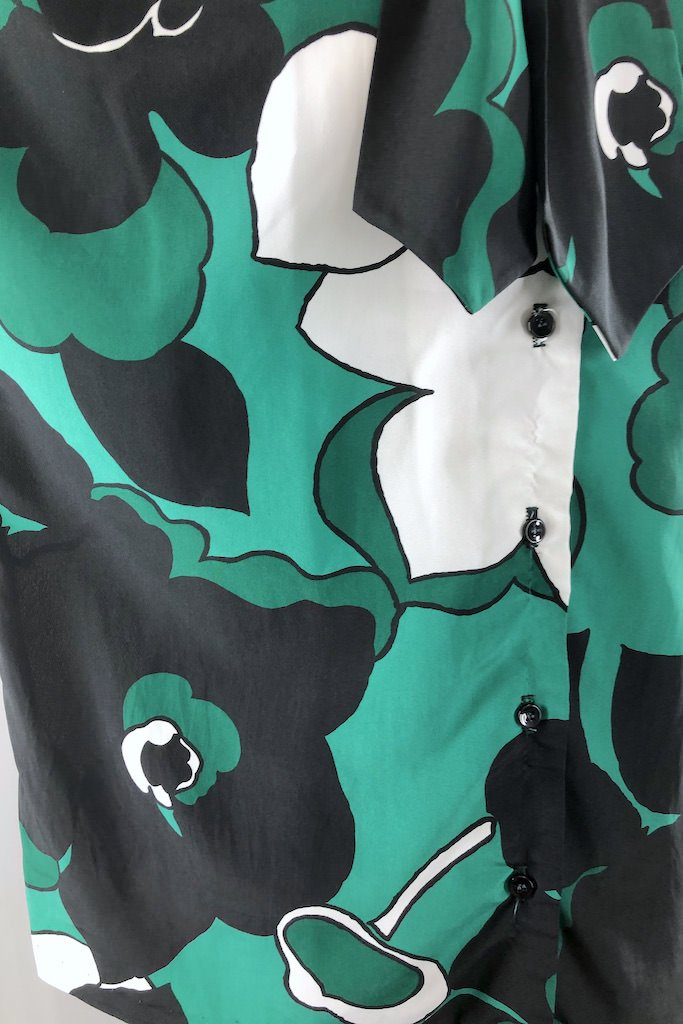 Vintage Green Floral Print Blouse-ThisBlueBird - Modern Vintage