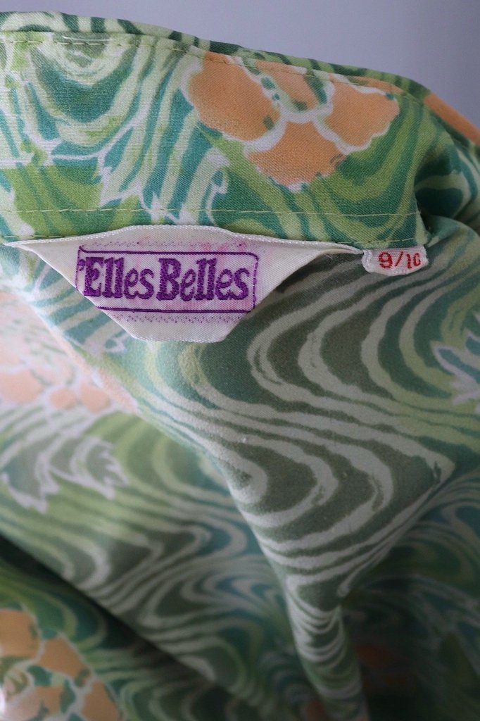 Vintage Green Floral Print Blouse / ELLES BELLES-ThisBlueBird - Modern Vintage