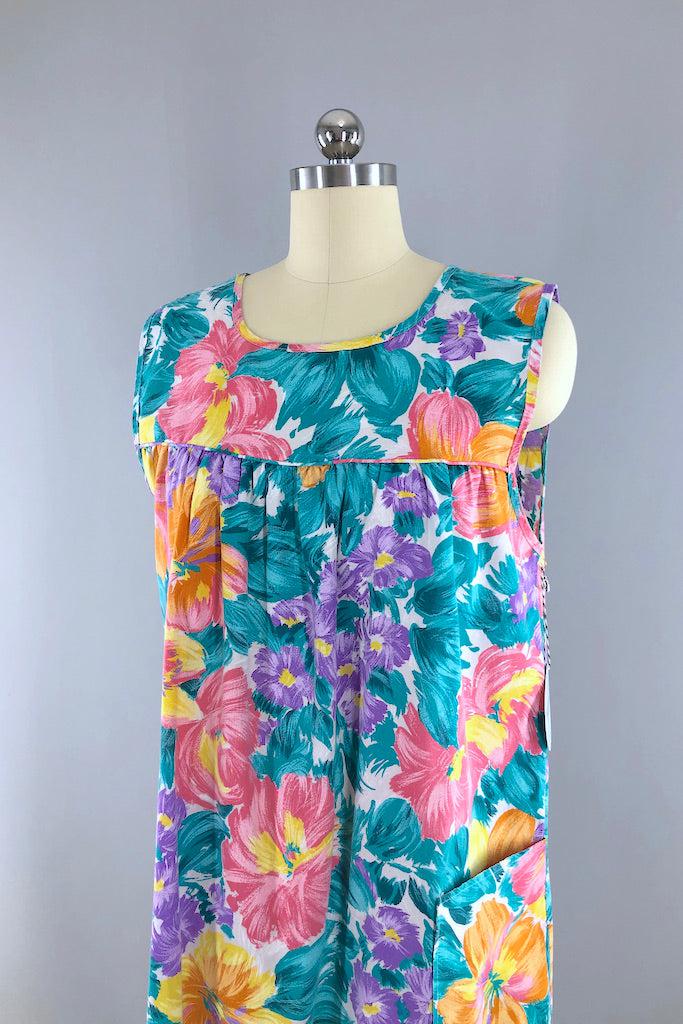 Vintage Green Floral Summer Sundress-ThisBlueBird