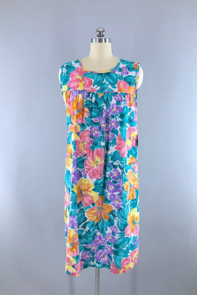 Vintage Green Floral Summer Sundress-ThisBlueBird