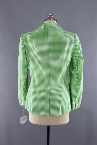 Vintage Green Gingham Blazer Jacket - ThisBlueBird