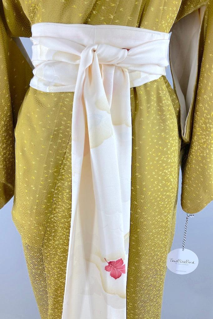 Vintage Green Gold Geometric Kimono Robe-ThisBlueBird