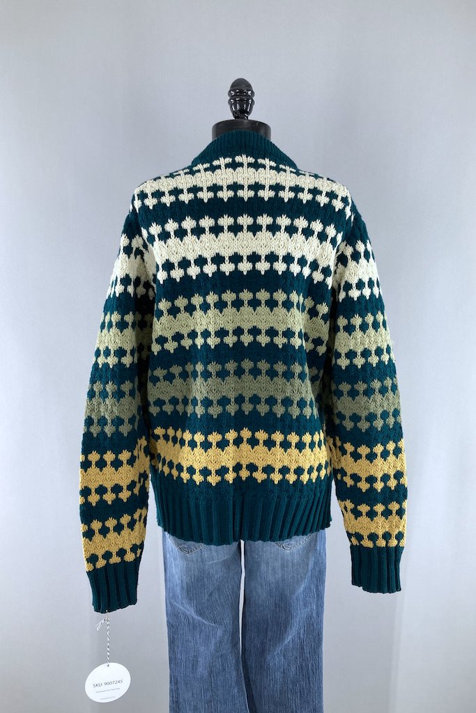 Vintage Green &amp; Gold Knit Sweater-ThisBlueBird - Modern Vintage