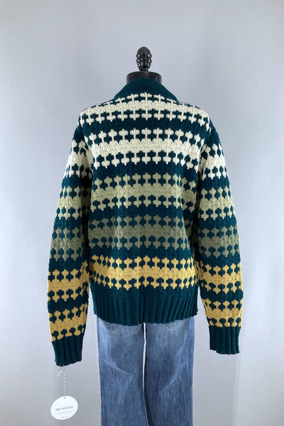 Vintage Green & Gold Knit Sweater-ThisBlueBird - Modern Vintage