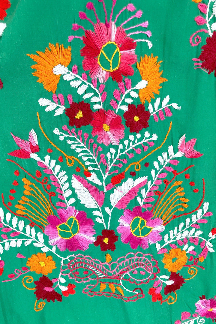 Vintage Green Mexican Embroidered Dress-ThisBlueBird
