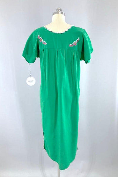 Vintage Green Mexican Embroidered Dress-ThisBlueBird