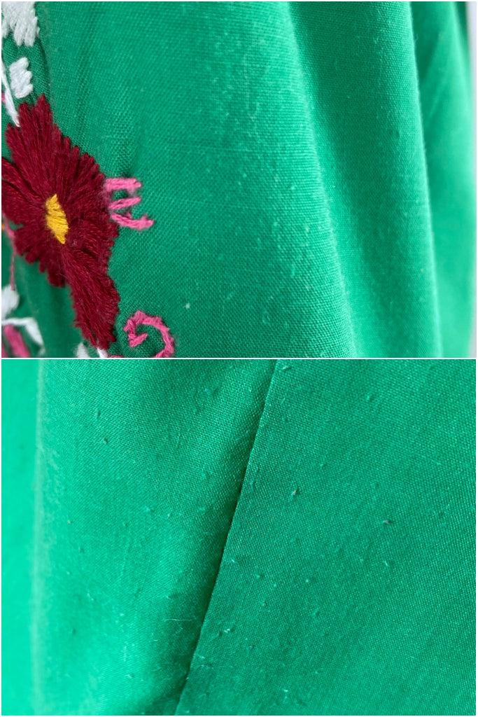Vintage Green Mexican Embroidered Dress-ThisBlueBird