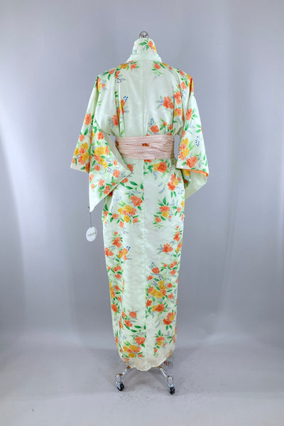 Vintage Green & Orange Floral Kimono Robe-ThisBlueBird