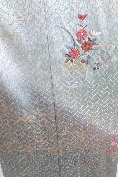 Vintage Green Satin Silk Kimono Robe-ThisBlueBird