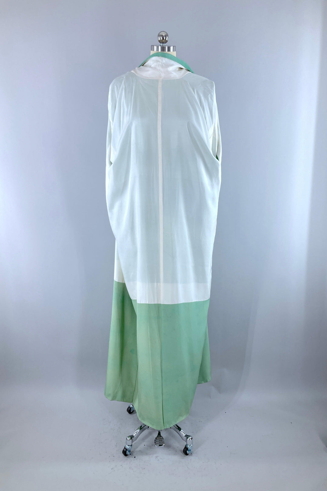 Vintage Green Watercolor Silk Kimono Robe-ThisBlueBird