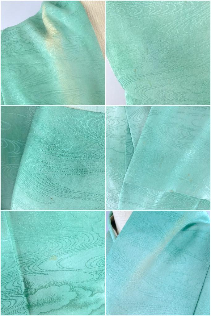 Vintage Green Watercolor Silk Kimono Robe-ThisBlueBird