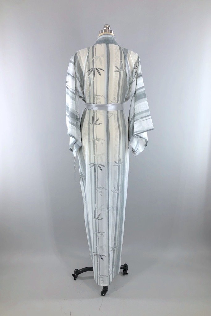 Vintage Grey Bamboo Kimono Robe-ThisBlueBird - Modern Vintage