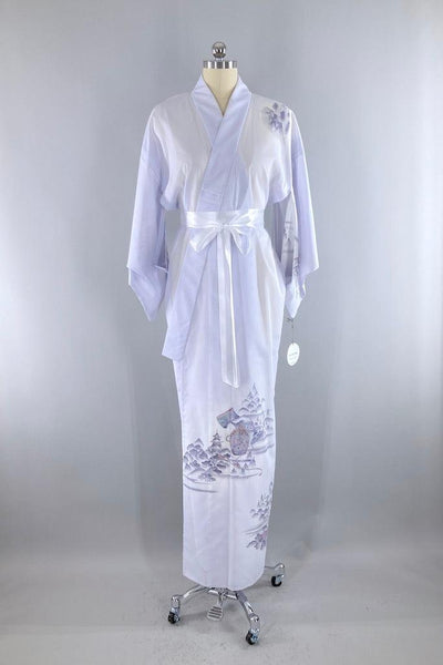 Vintage Grey Pagoda Kimono Robe-ThisBlueBird
