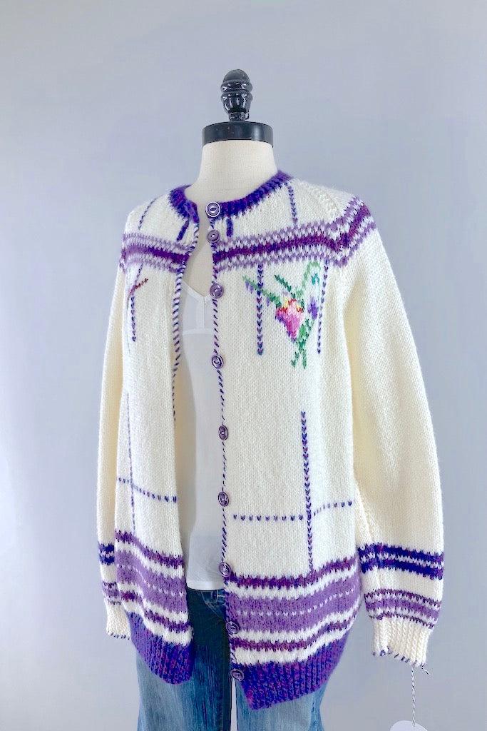 Vintage Hand Knitted Spring Cardigan-ThisBlueBird