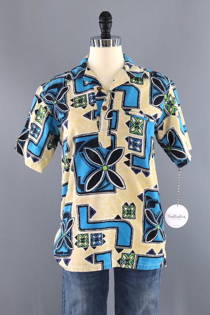 Vintage 1960s Hawaiian Polo Shirt-ThisBlueBird - Modern Vintage