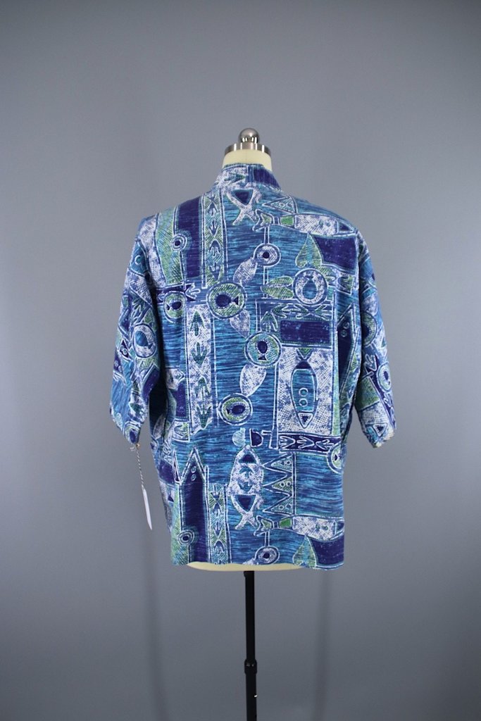 Vintage 1960s Hawaiian Print Kimono Jacket - ThisBlueBird