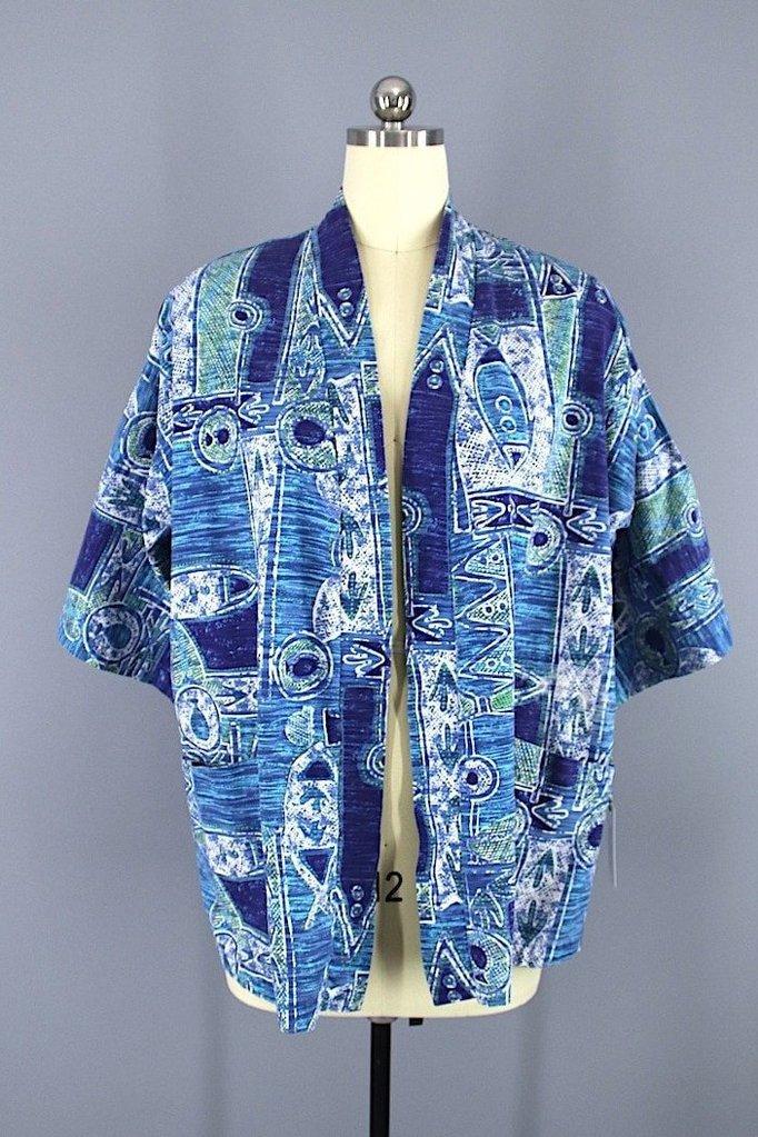 Vintage 1960s Hawaiian Print Kimono Jacket - ThisBlueBird