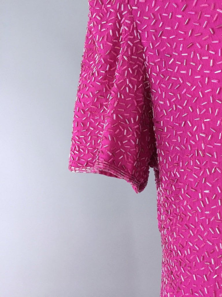 1980s Vintage Pink Sequined Trophy Dress - ThisBlueBird