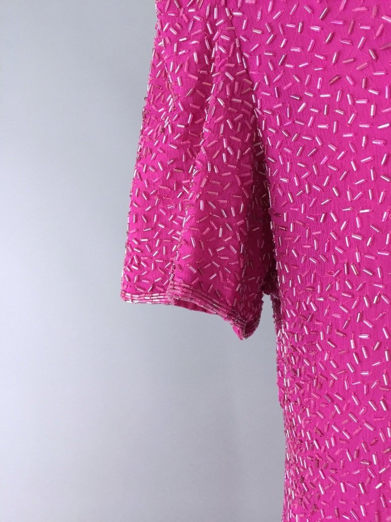 1980s Vintage Pink Sequined Trophy Dress - ThisBlueBird