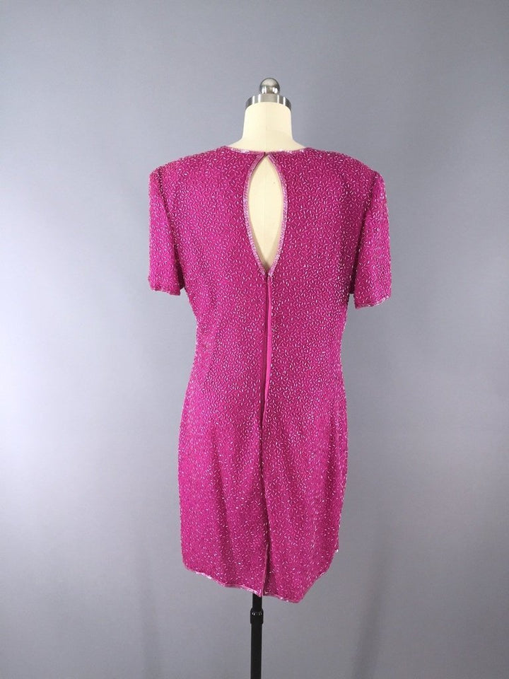 1980s Vintage Pink Sequined Trophy Dress - ThisBlueBird