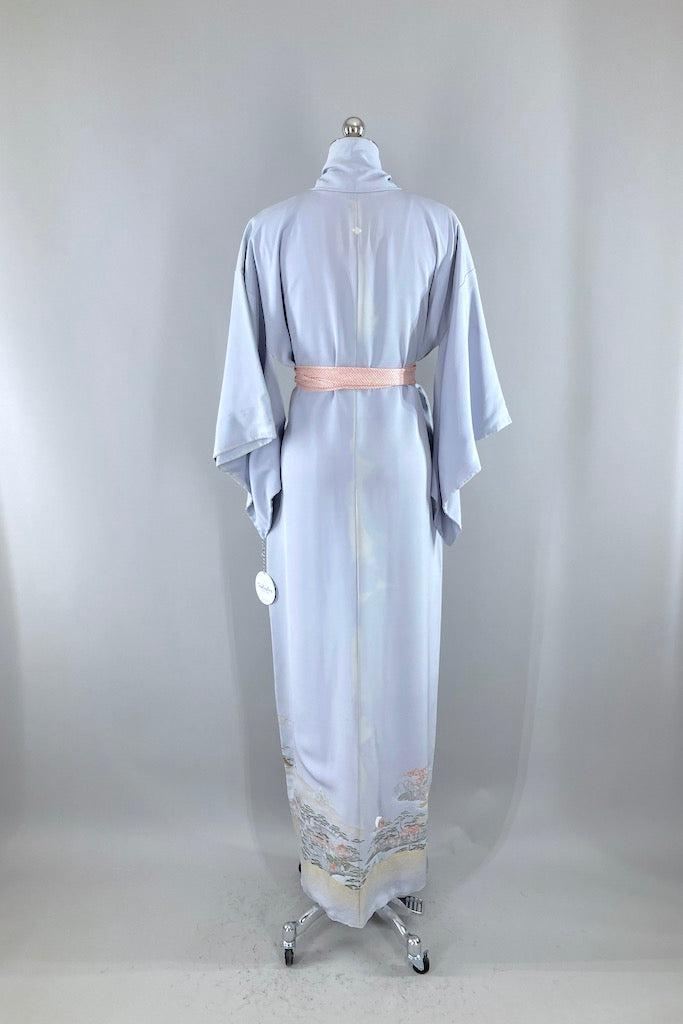 Vintage Ice Blue Pagoda Silk Kimono-ThisBlueBird