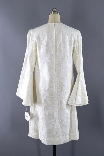 Vintage 1960s White Rose Dress-ThisBlueBird - Modern Vintage