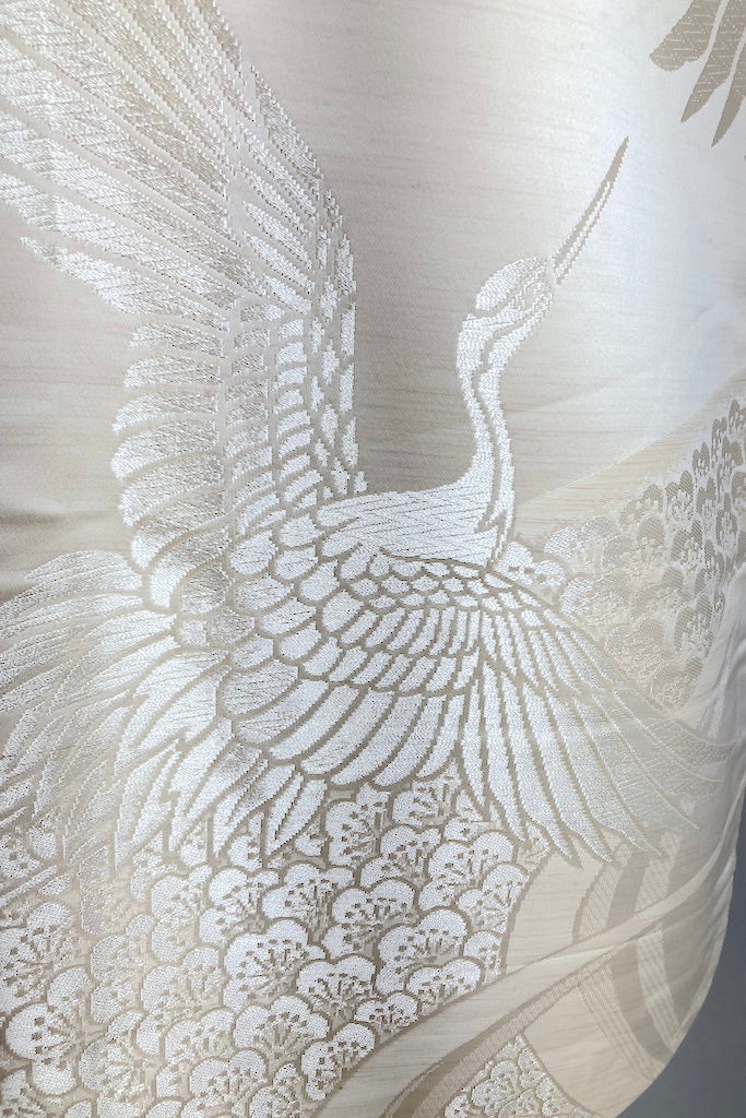 Japanese Cranes Vintage Prints Of Kimono Silk Fabrics Source