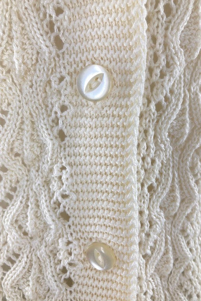 Vintage Ivory Crochet Cardigan Sweater-ThisBlueBird