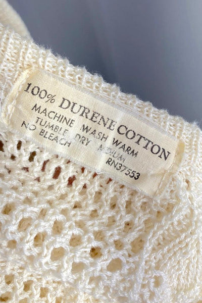 Vintage Ivory Crochet Cardigan Sweater-ThisBlueBird