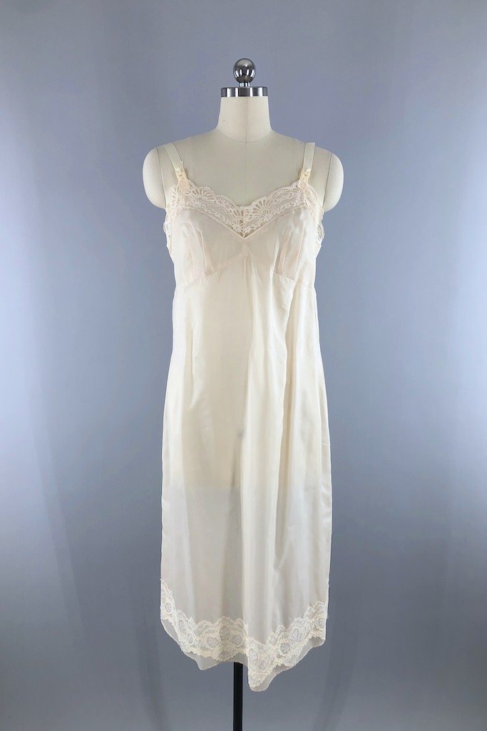 Vintage Ivory Floral Chiffon Dress-ThisBlueBird - Modern Vintage